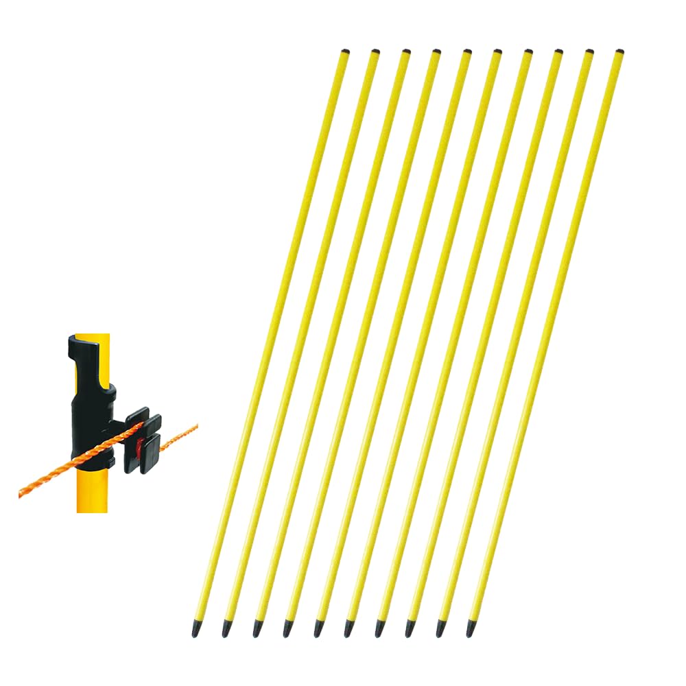電柵ポール　支柱　杭 Amazon | DAIM 電気柵用FRP支柱 ガイシ付 ポール 直径14mm 90cm 10本